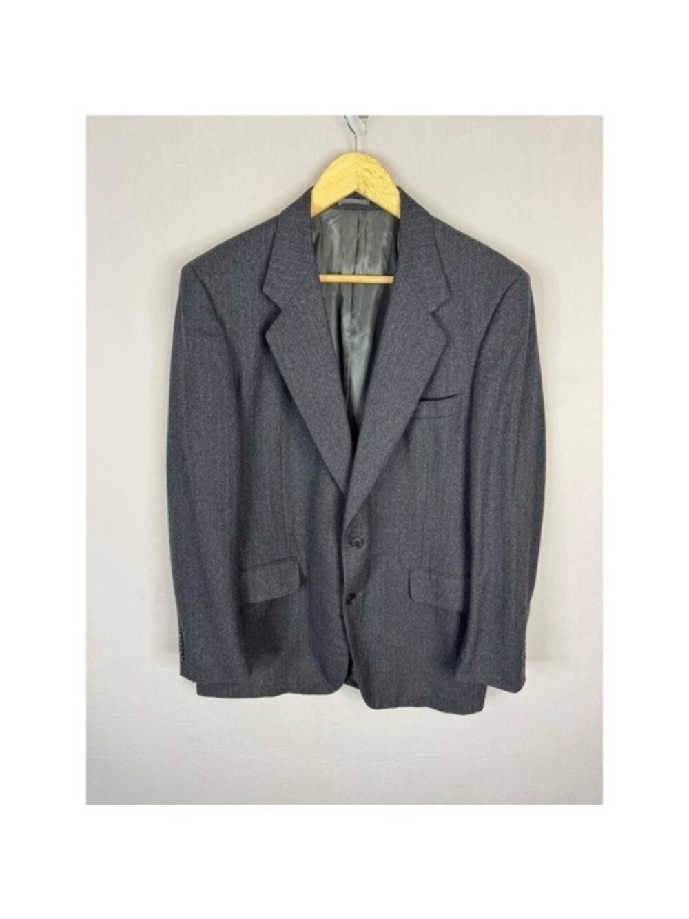 Samuelsohn Mens 44 Charcoal Gray Pinstripe Pure Virgin Wool Blazer Sport Coat